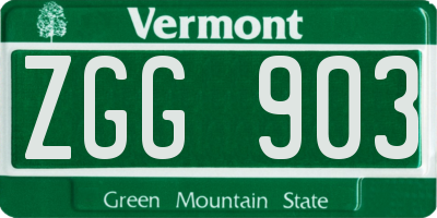VT license plate ZGG903