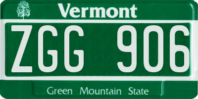 VT license plate ZGG906