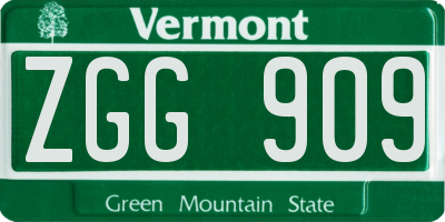 VT license plate ZGG909