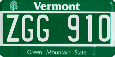 VT license plate ZGG910
