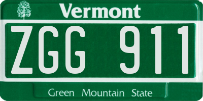 VT license plate ZGG911