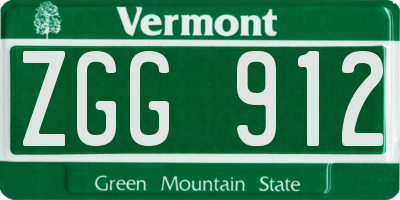 VT license plate ZGG912