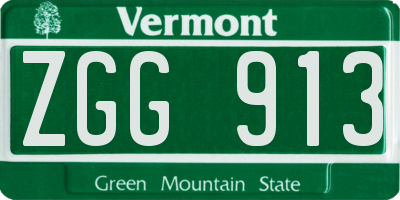 VT license plate ZGG913