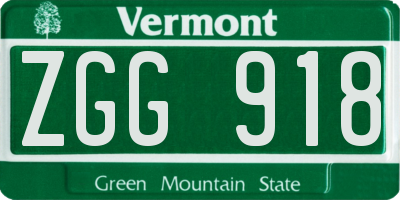 VT license plate ZGG918