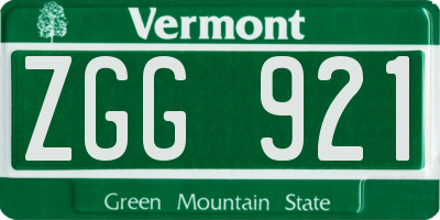VT license plate ZGG921