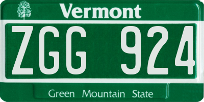 VT license plate ZGG924