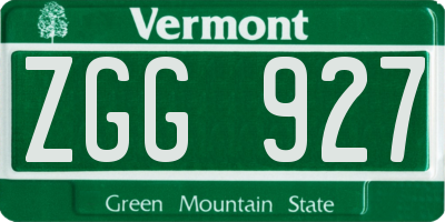 VT license plate ZGG927