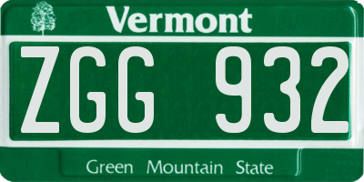 VT license plate ZGG932
