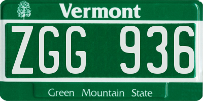 VT license plate ZGG936