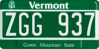 VT license plate ZGG937