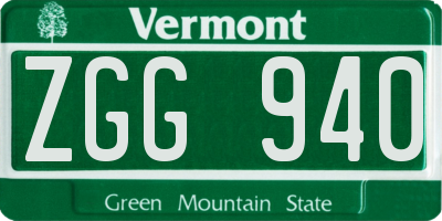 VT license plate ZGG940