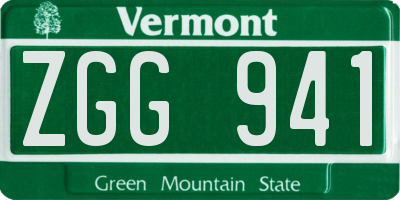 VT license plate ZGG941