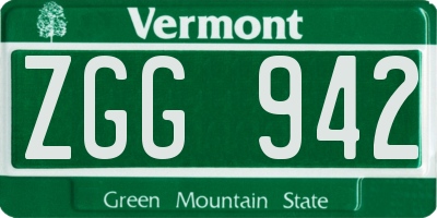 VT license plate ZGG942