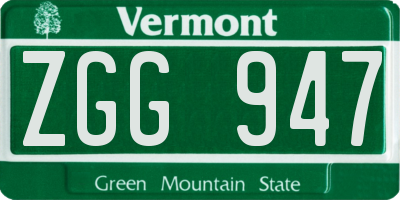 VT license plate ZGG947