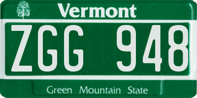 VT license plate ZGG948