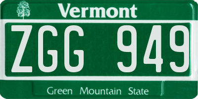 VT license plate ZGG949