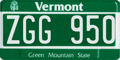 VT license plate ZGG950
