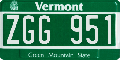 VT license plate ZGG951