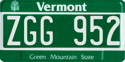 VT license plate ZGG952