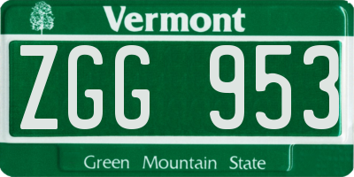 VT license plate ZGG953