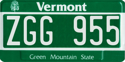 VT license plate ZGG955