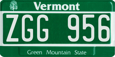 VT license plate ZGG956