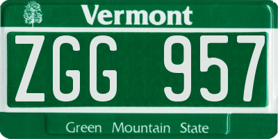 VT license plate ZGG957