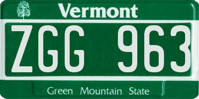 VT license plate ZGG963