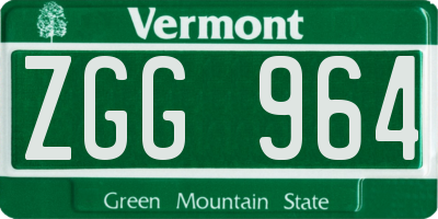 VT license plate ZGG964
