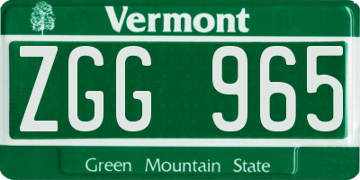 VT license plate ZGG965
