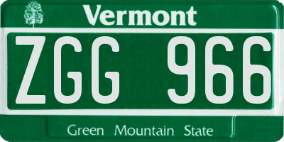 VT license plate ZGG966