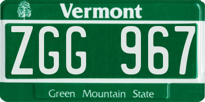 VT license plate ZGG967