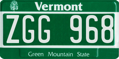VT license plate ZGG968
