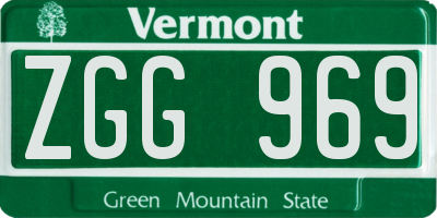 VT license plate ZGG969