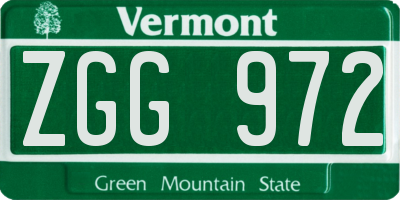 VT license plate ZGG972