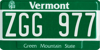 VT license plate ZGG977