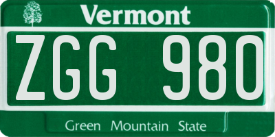 VT license plate ZGG980