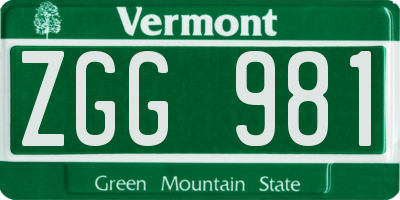 VT license plate ZGG981