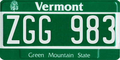 VT license plate ZGG983