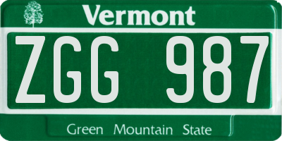 VT license plate ZGG987