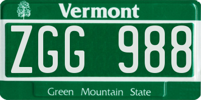 VT license plate ZGG988