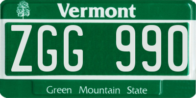 VT license plate ZGG990
