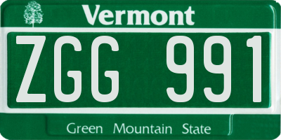 VT license plate ZGG991