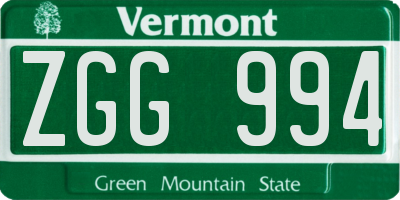 VT license plate ZGG994