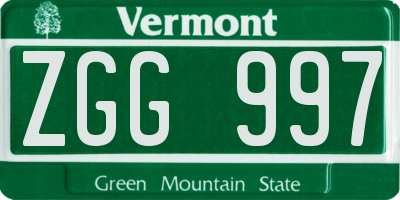 VT license plate ZGG997