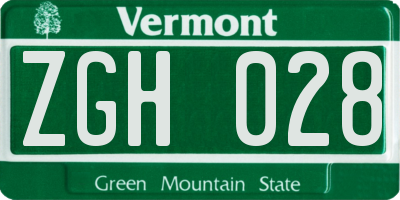 VT license plate ZGH028