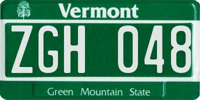 VT license plate ZGH048