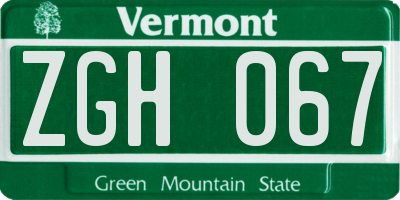 VT license plate ZGH067