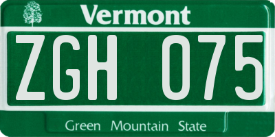 VT license plate ZGH075