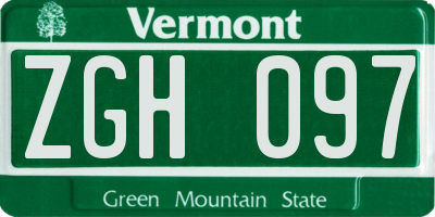 VT license plate ZGH097
